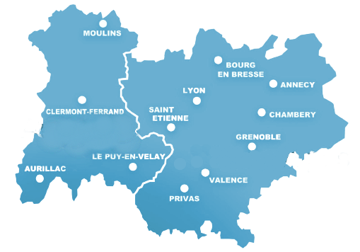 Carte des zones d'interventions de Depannage Traceur Lyon