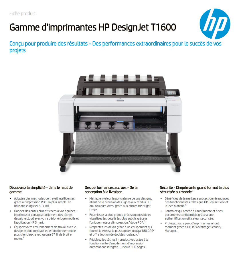 caractéristiques achat hp designjet t1600 Mâcon