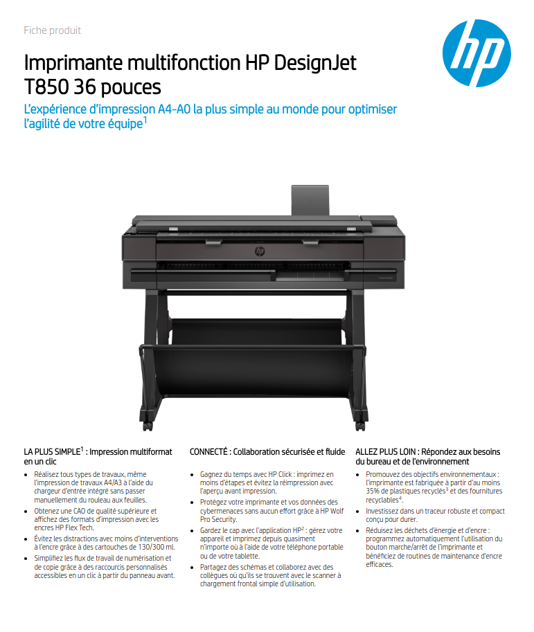 caracteristiques prix hp t850 mfp Mâcon